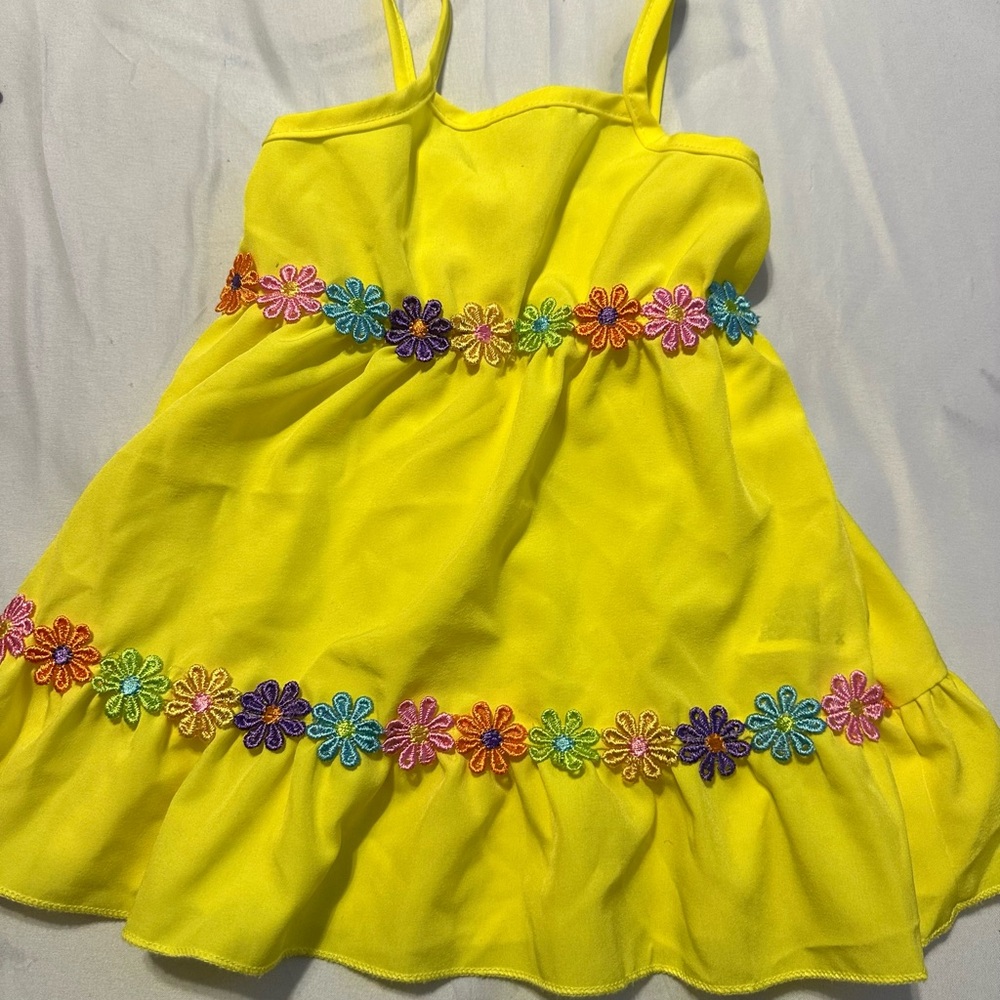 Yellow Dress with Colorful Floral Accents